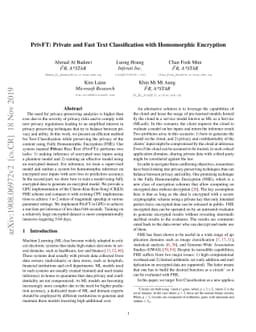 PrivFT: Private and Fast Text Classification with Homomorphic Encryption