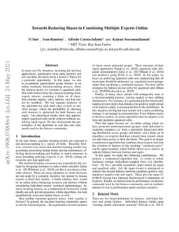 Towards Reducing Biases in Combining Multiple Experts Online