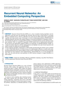 Recurrent Neural Networks: An Embedded Computing Perspective