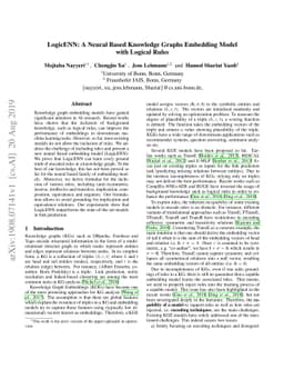 LogicENN: A Neural Based Knowledge Graphs Embedding Model with Logical
  Rules