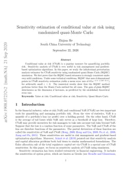 Sensitivity estimation of conditional value at risk using randomized
  quasi-Monte Carlo