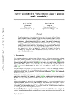 Density estimation in representation space to predict model uncertainty