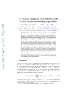 A pseudo-marginal sequential Monte Carlo online smoothing algorithm