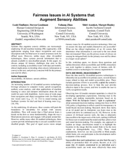 Fairness Issues in AI Systems that Augment Sensory Abilities