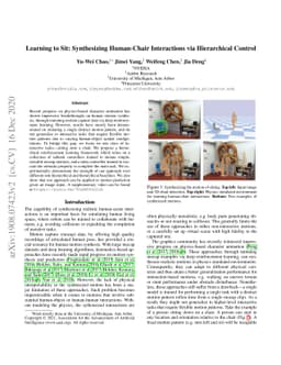 Learning to Sit: Synthesizing Human-Chair Interactions via Hierarchical
  Control