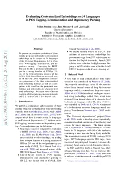 Evaluating Contextualized Embeddings on 54 Languages in POS Tagging,
  Lemmatization and Dependency Parsing