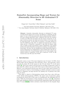 FusionNet: Incorporating Shape and Texture for Abnormality Detection in
  3D Abdominal CT Scans