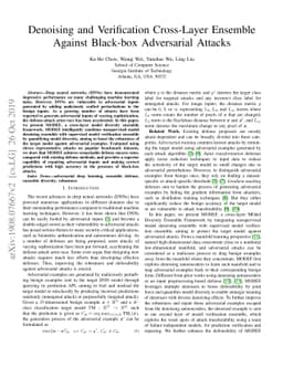 Denoising and Verification Cross-Layer Ensemble Against Black-box
  Adversarial Attacks