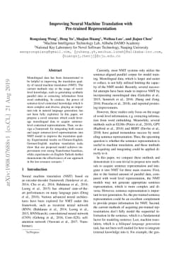 Improving Neural Machine Translation with Pre-trained Representation