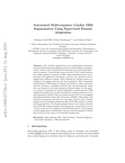 Automated Multi-sequence Cardiac MRI Segmentation Using Supervised
  Domain Adaptation