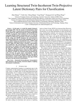 Learning Structured Twin-Incoherent Twin-Projective Latent Dictionary
  Pairs for Classification