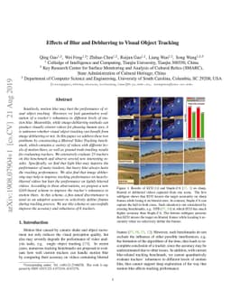 Effects of Blur and Deblurring to Visual Object Tracking