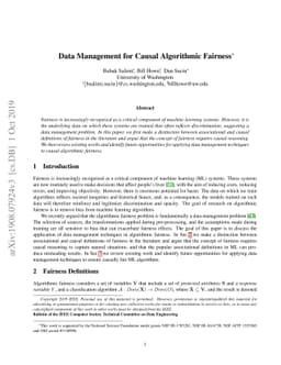 Data Management for Causal Algorithmic Fairness