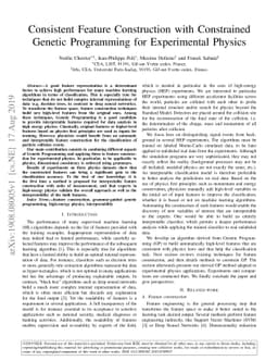 Consistent Feature Construction with Constrained Genetic Programming for
  Experimental Physics