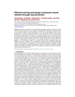 Efficient training and design of photonic neural network through
  neuroevolution