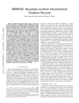 BRIDGE: Byzantine-resilient Decentralized Gradient Descent