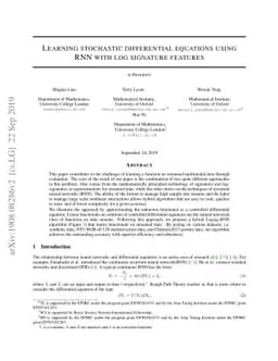 Learning stochastic differential equations using RNN with log signature
  features