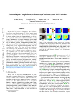 Indoor Depth Completion with Boundary Consistency and Self-Attention