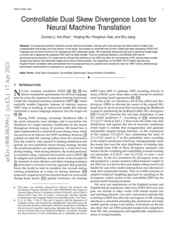 Controllable Dual Skew Divergence Loss for Neural Machine Translation