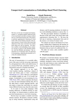 Unsupervised Lemmatization as Embeddings-Based Word Clustering