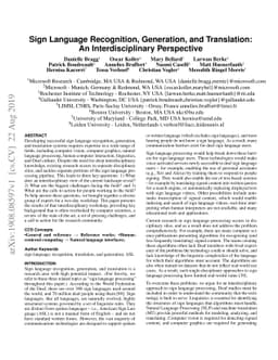 Sign Language Recognition, Generation, and Translation: An
  Interdisciplinary Perspective