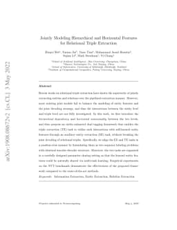 Jointly Modeling Hierarchical and Horizontal Features for Relational
  Triple Extraction