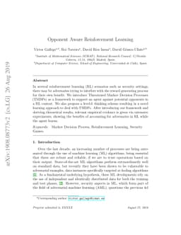 Opponent Aware Reinforcement Learning