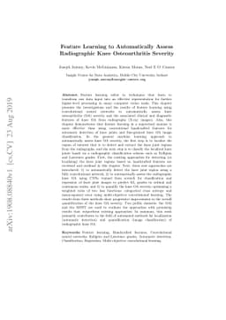 Feature Learning to Automatically Assess Radiographic Knee
  Osteoarthritis Severity