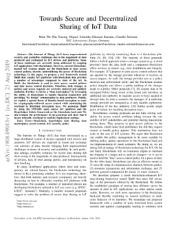 Towards Secure and Decentralized Sharing of IoT Data