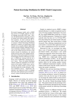 Patient Knowledge Distillation for BERT Model Compression