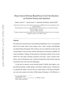 Deep Ancient Roman Republican Coin Classification via Feature Fusion and
  Attention