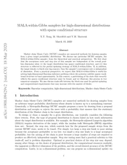 MALA-within-Gibbs samplers for high-dimensional distributions with
  sparse conditional structure