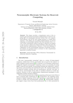 Neuromorphic Electronic Systems for Reservoir Computing