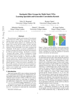 Stochastic Filter Groups for Multi-Task CNNs: Learning Specialist and
  Generalist Convolution Kernels