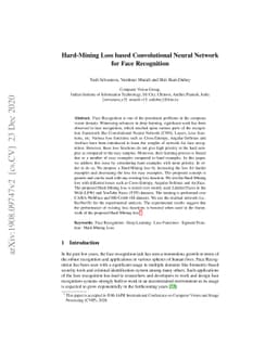 Hard-Mining Loss based Convolutional Neural Network for Face Recognition