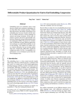 Differentiable Product Quantization for End-to-End Embedding Compression