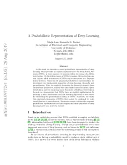 A Probabilistic Representation of Deep Learning