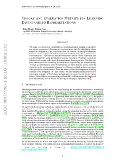 Theory and Evaluation Metrics for Learning Disentangled Representations