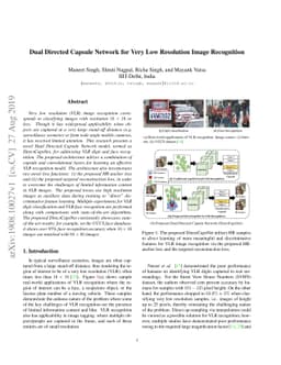 Dual Directed Capsule Network for Very Low Resolution Image Recognition