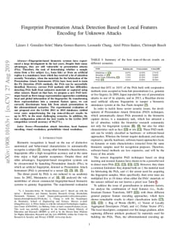 Fingerprint Presentation Attack Detection Based on Local Features
  Encoding for Unknown Attacks