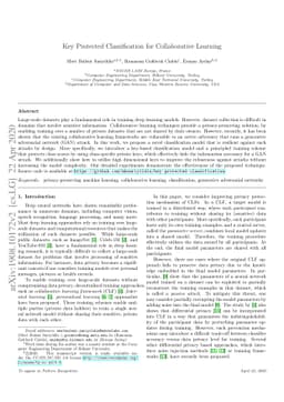 Key Protected Classification for Collaborative Learning