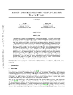 Robust Tensor Recovery with Fiber Outliers for Traffic Events