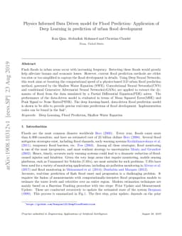 Physics Informed Data Driven model for Flood Prediction: Application of
  Deep Learning in prediction of urban flood development