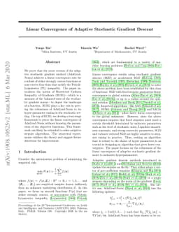 Linear Convergence of Adaptive Stochastic Gradient Descent