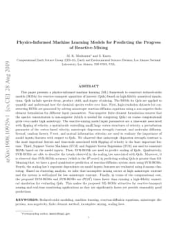 Physics-Informed Machine Learning Models for Predicting the Progress of
  Reactive-Mixing