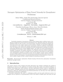 Surrogate Optimization of Deep Neural Networks for Groundwater
  Predictions