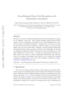Focus-Enhanced Scene Text Recognition with Deformable Convolutions