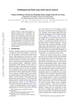 Multilingual and Multi-Aspect Hate Speech Analysis