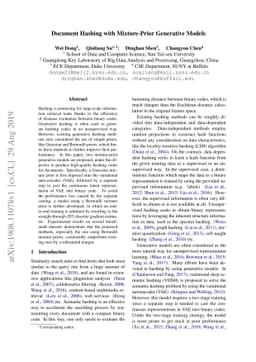 Document Hashing with Mixture-Prior Generative Models