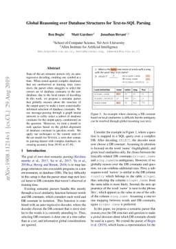Global Reasoning over Database Structures for Text-to-SQL Parsing